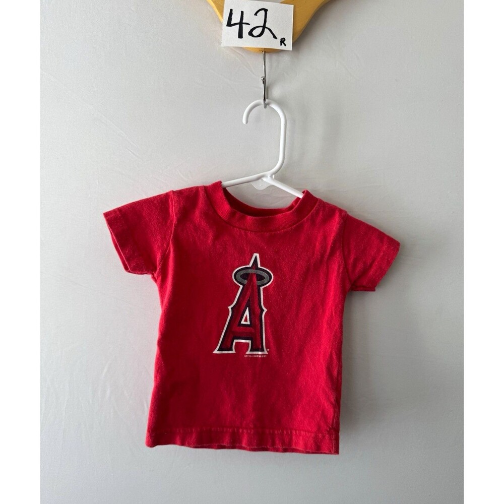 Soft As A Grape LA Angels MLB Logo Graphic Tee Red 6-9M Short Sleeve Cotton